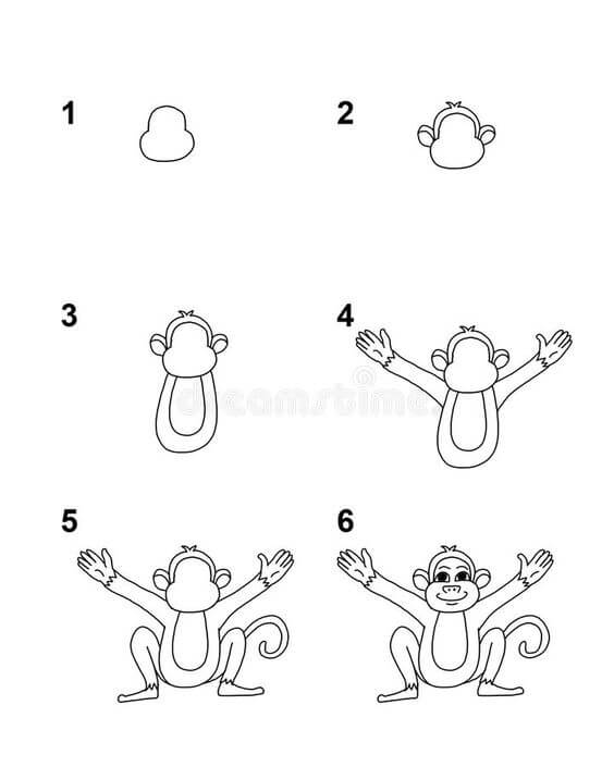 Desenhos de Macaco de braços abertos