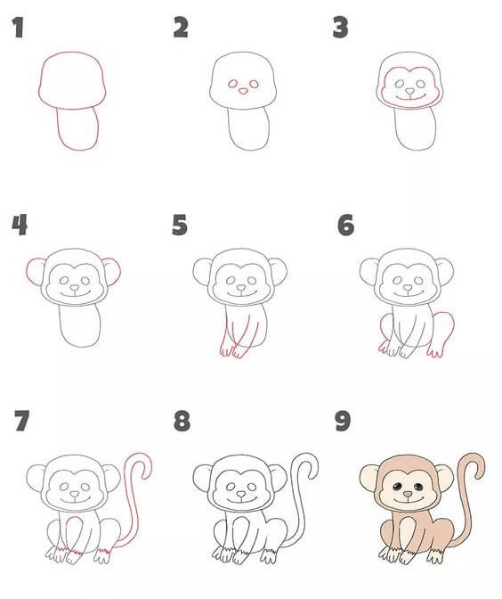 Desenhos de Macaco fácil grátis