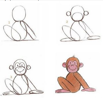 Desenhos de Macaco feliz e livre