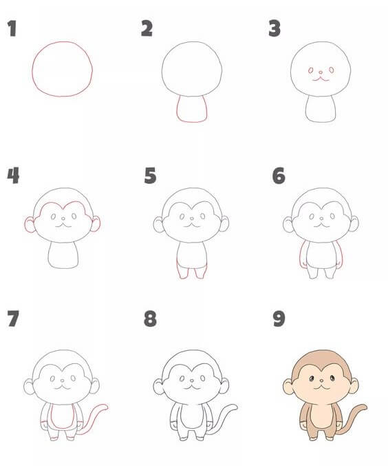 Desenhos de Macaco fofo grátis