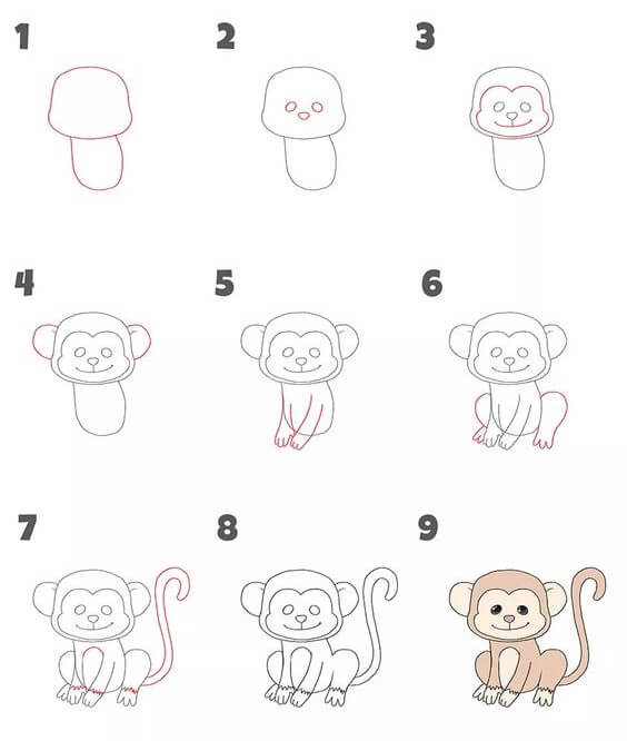 Desenhos de Macaco pequeno e fofo