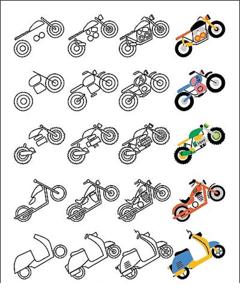 Desenhos de Motocicleta em subida