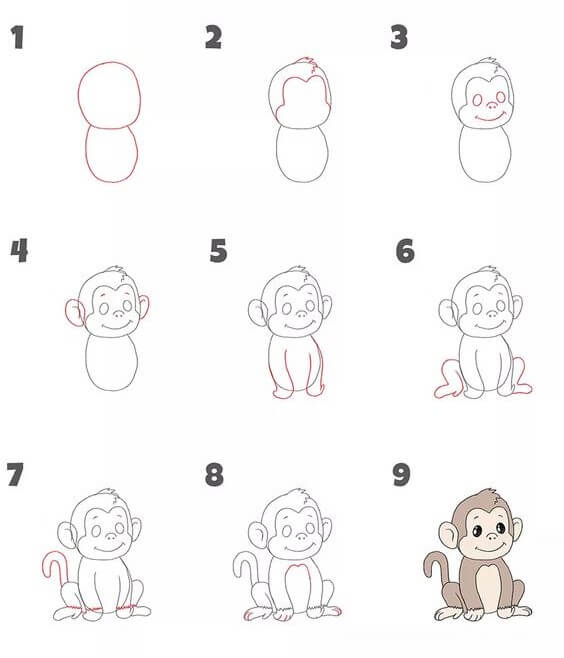 Desenhos de O macaco olhou para o lado
