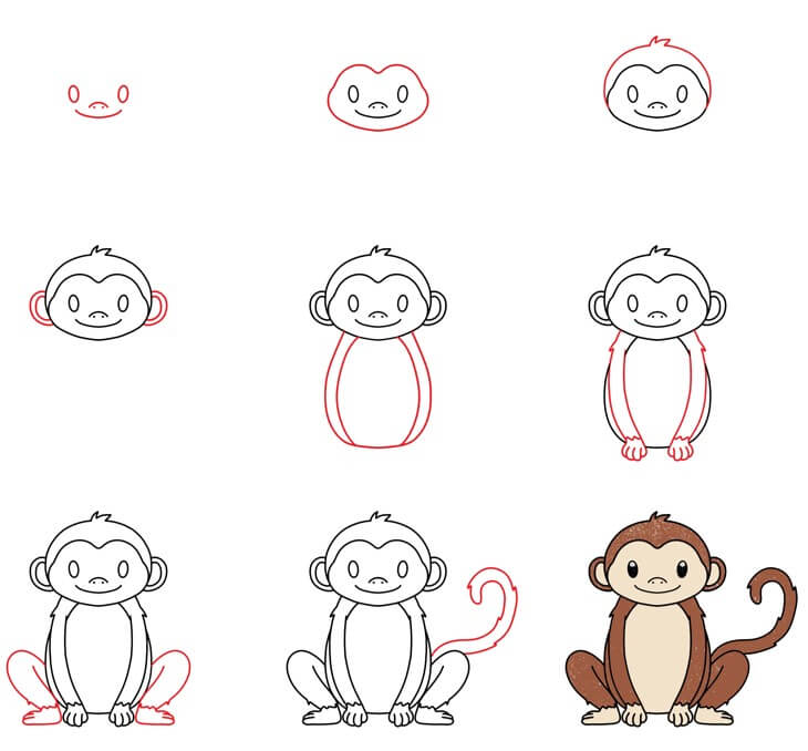 Desenhos de O macaco senta