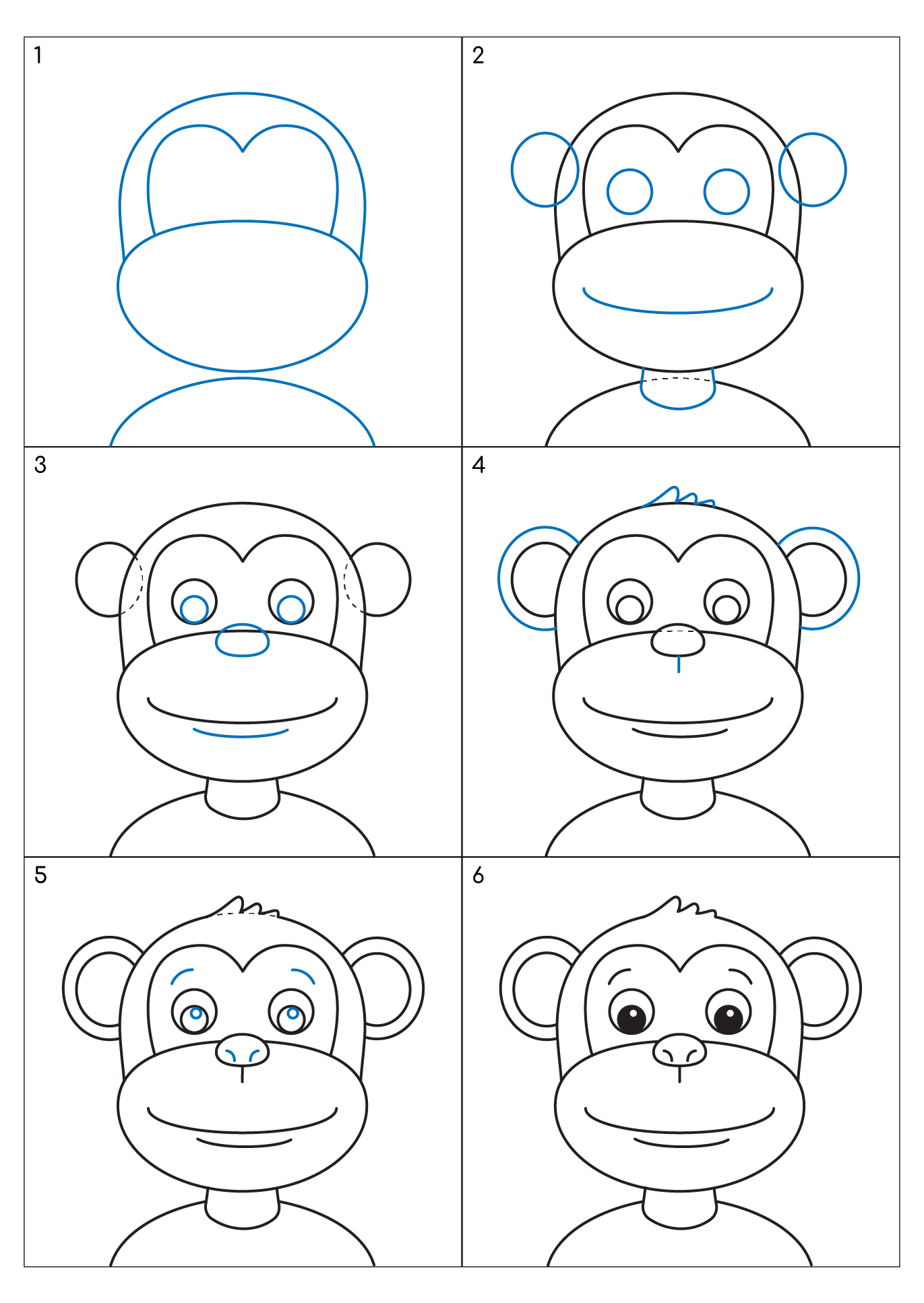 Desenhos de Rosto de macaco simples
