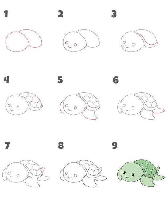 Desenhos de Tartaruga deitada livremente