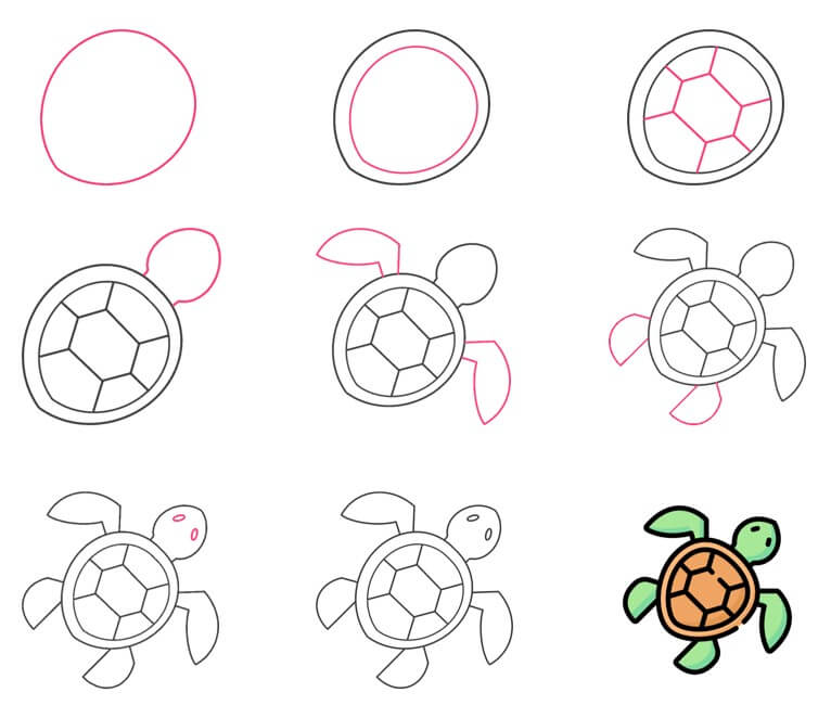 Desenhos de Tartaruga fácil para crianças