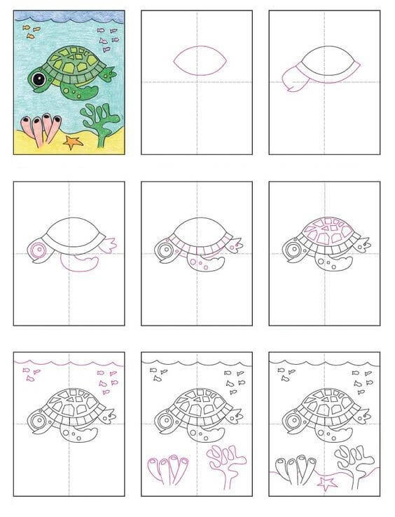 Desenhos de Tartaruga no mar
