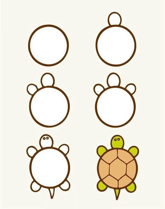 Desenhos de Tartaruga pequena e fácil