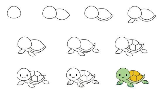 Desenhos de Tartaruga pequena e fofa