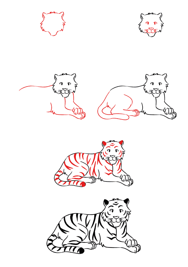 Desenhos de Tigre deitado