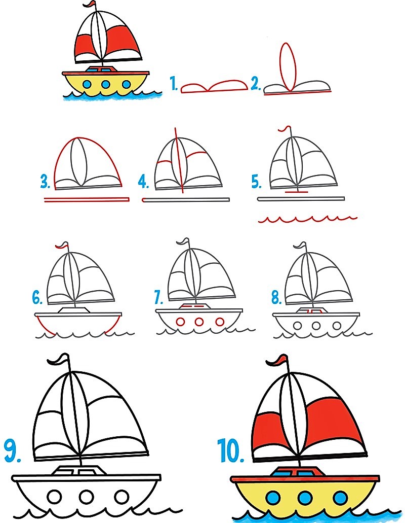 Desenhos de Um desenho animado de um barco