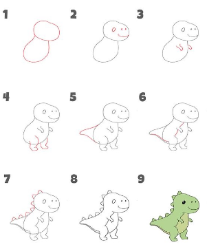 Desenhos de Um dinossauro fofo