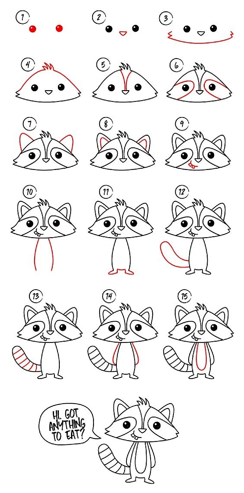 Desenhos de Um guaxinim fácil