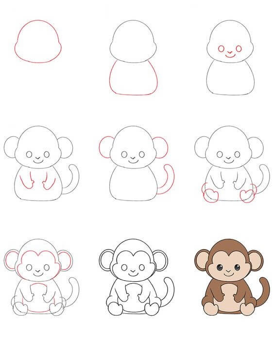 Desenhos de Um macaco fofo