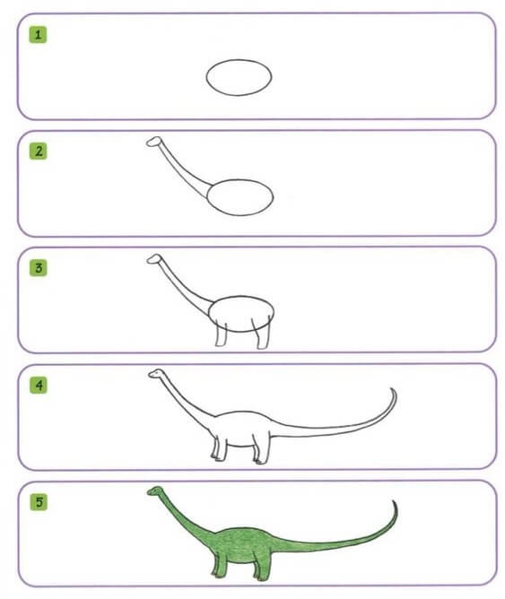 Desenhos de Verde dinossauro de pescoço comprido