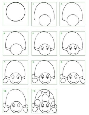 Desenhos de Vista frontal da tartaruga