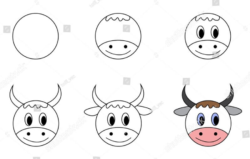 Desenhos de Cabeça de vaca fácil
