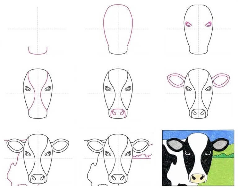 Desenhos de Cara de vaca séria