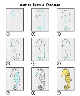 Desenhos de Cavalo-marinho amarelo