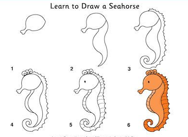 Desenhos de Cavalo-marinho laranja