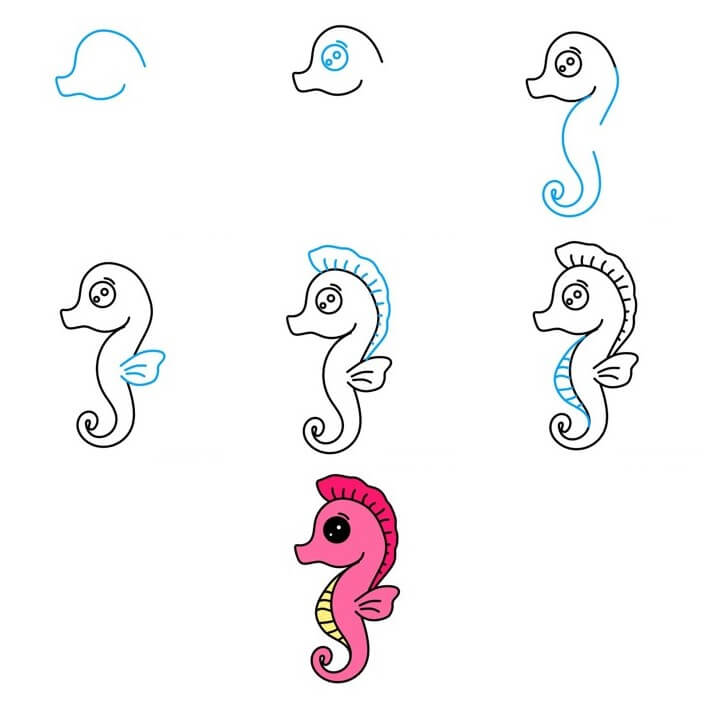 Desenhos de Cavalo-marinho rosa