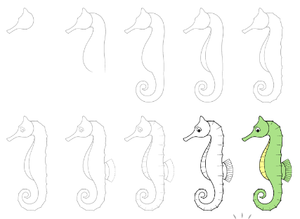 Desenhos de Cavalo-marinho verde