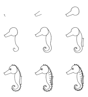 Desenhos de Contorno de cavalo-marinho