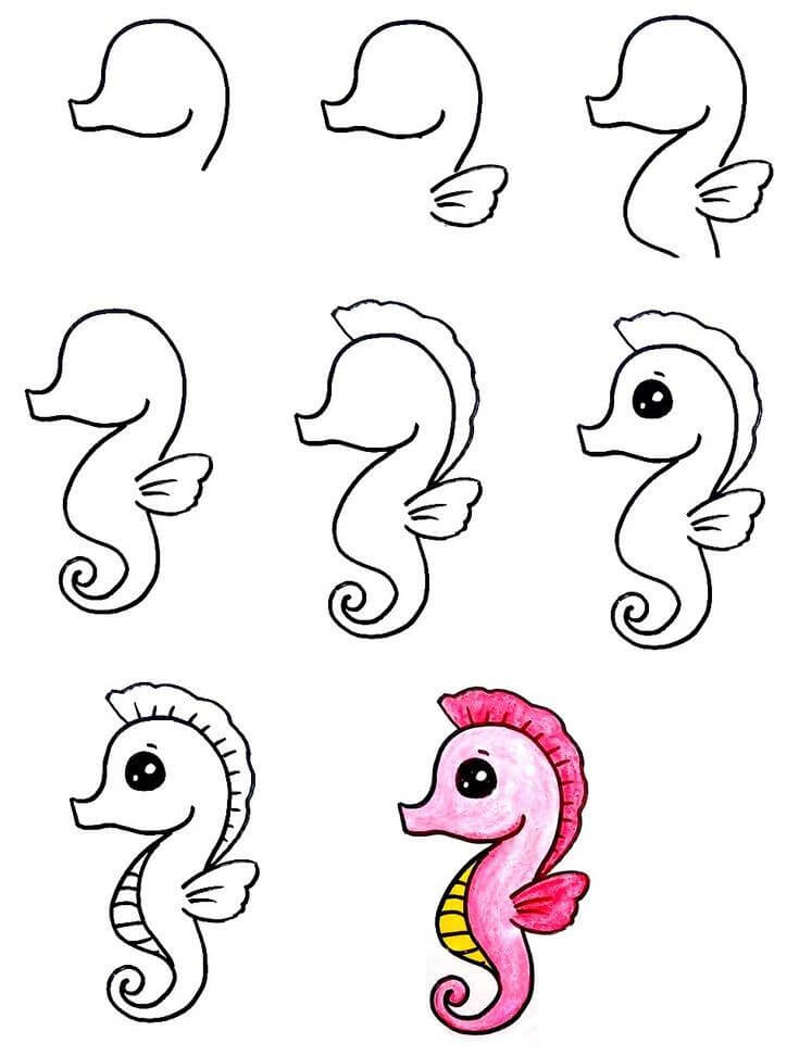Desenhos de Filhote de cavalo-marinho pequeno