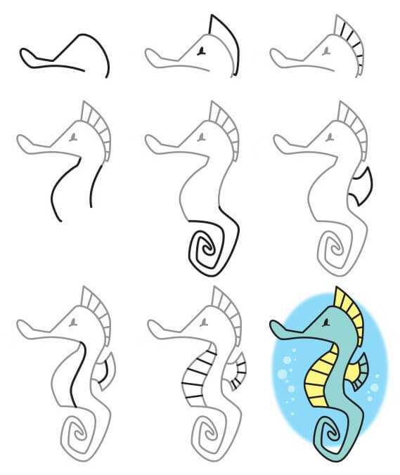 Desenhos de Imagem gratuita de cavalo-marinho