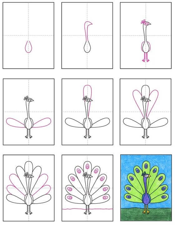 Desenhos de Pavão para crianças