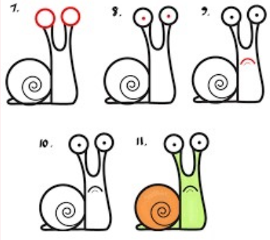 Desenhos de Um caracol curioso