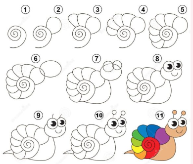 Desenhos de Um caracol de 7 cores