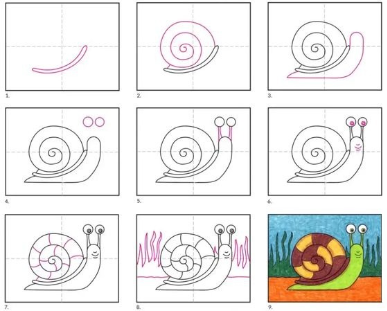 Desenhos de Um caracol listrado