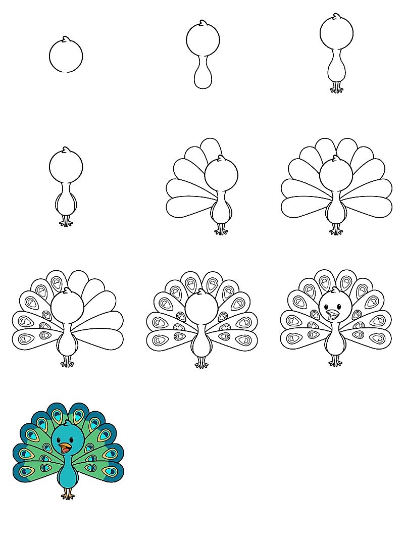 Desenhos de Um pavão fofo