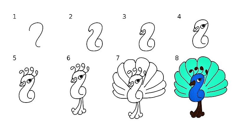 Desenhos de Um simples pavão