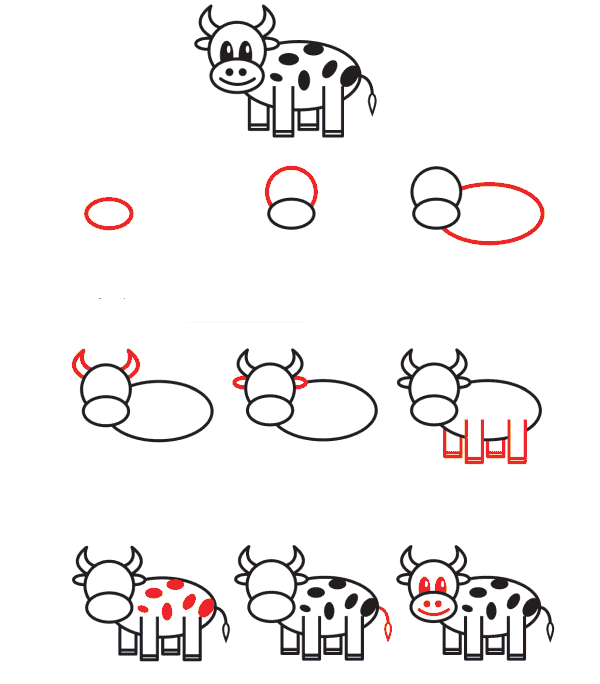 Desenhos de Vaca para crianças