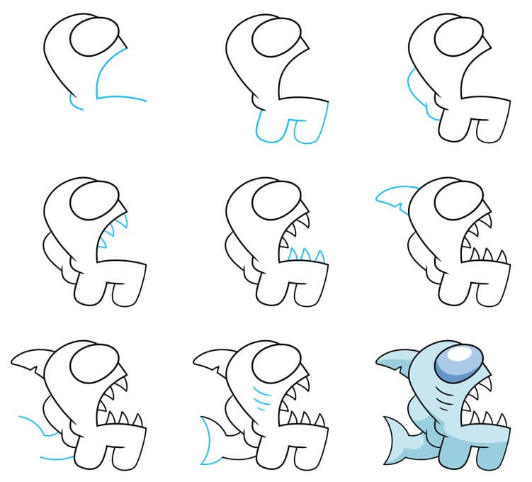 Desenhos de Among Us tubarão