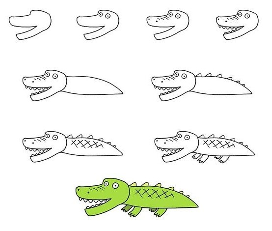 Desenhos de Crocodilo fácil