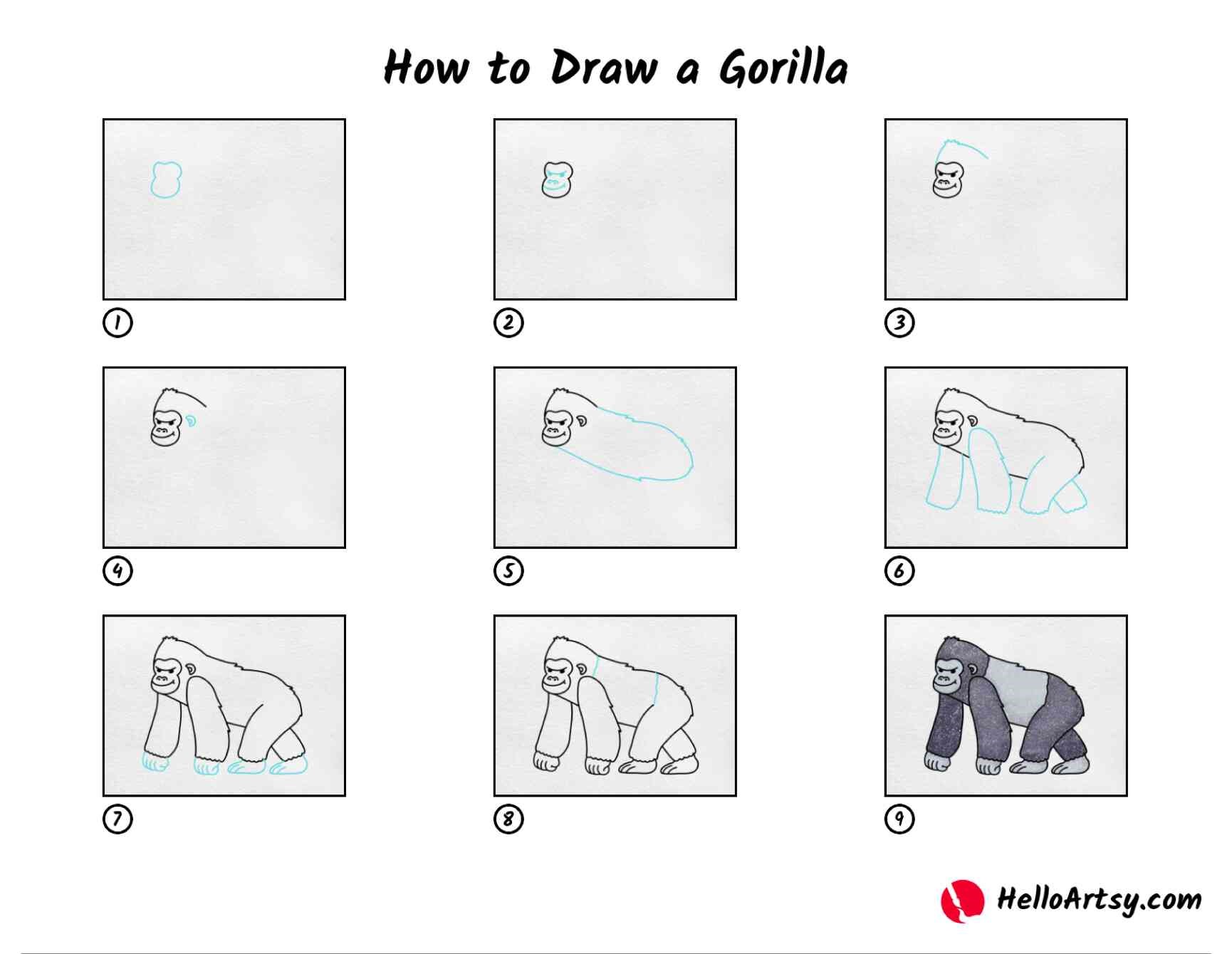 Desenhos de Gorila caminhando