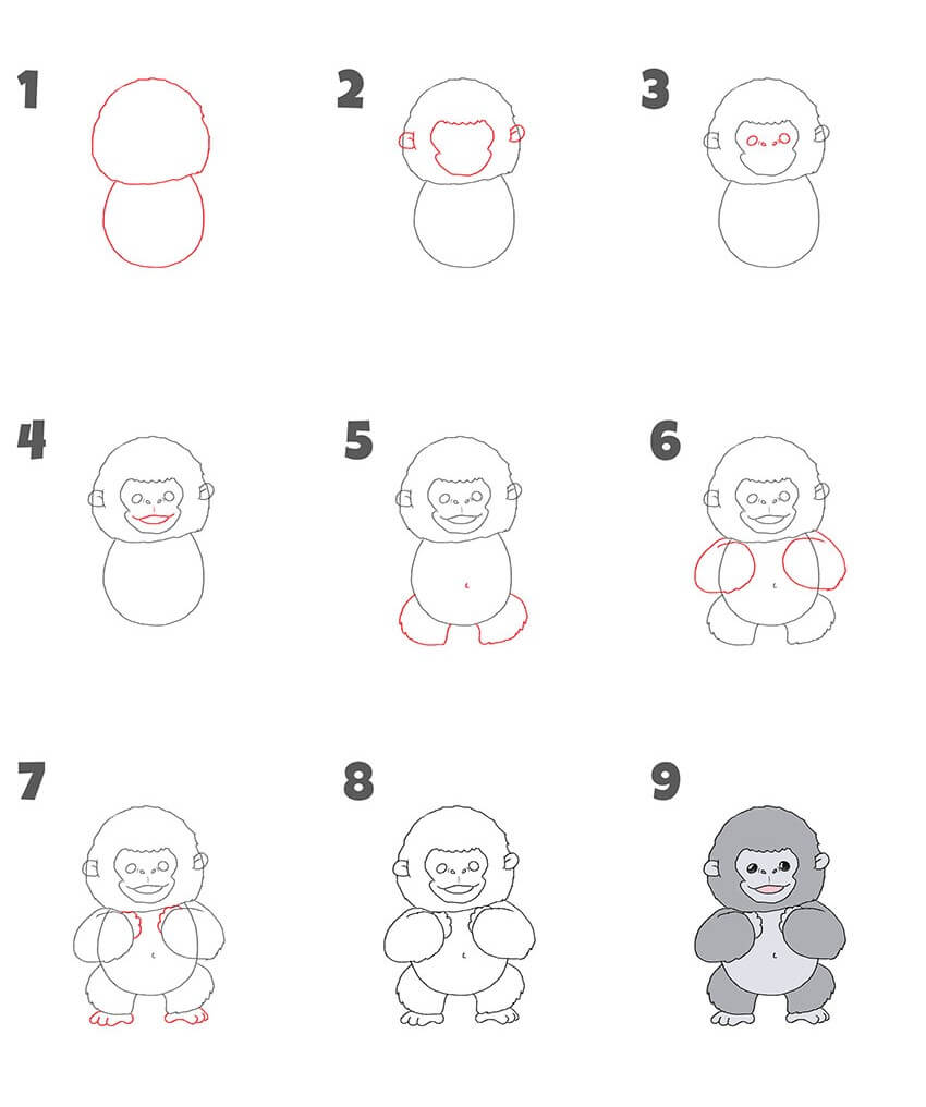 Desenhos de Gorila engraçado