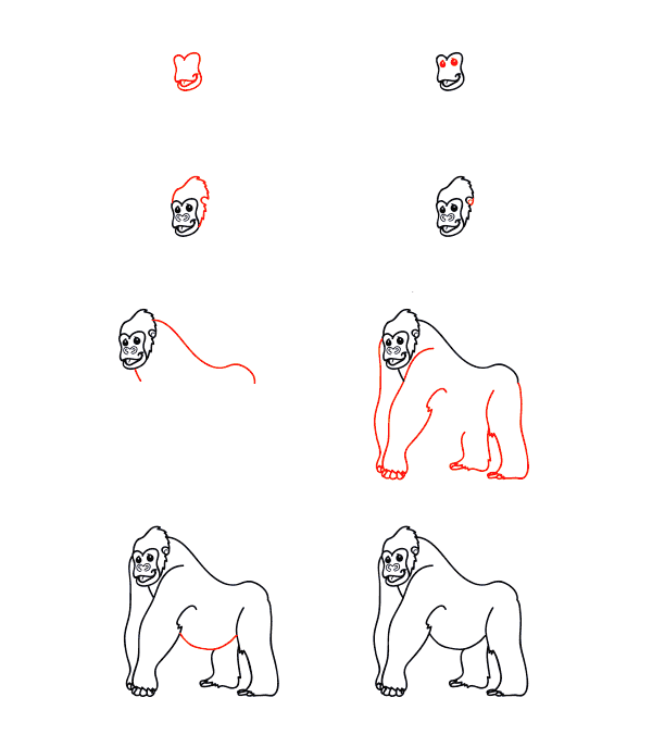 Desenhos de Gorila Feliz