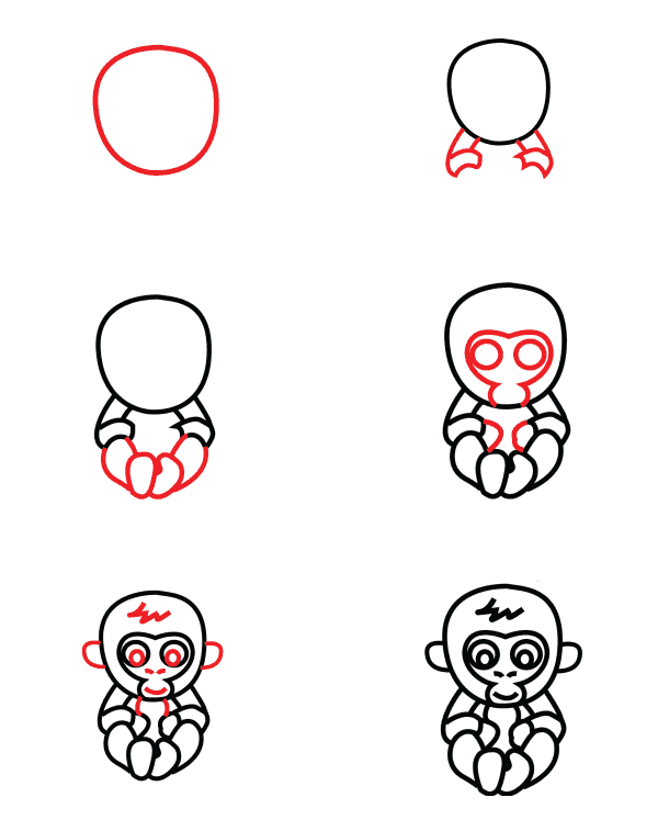Desenhos de Gorila fofo grátis