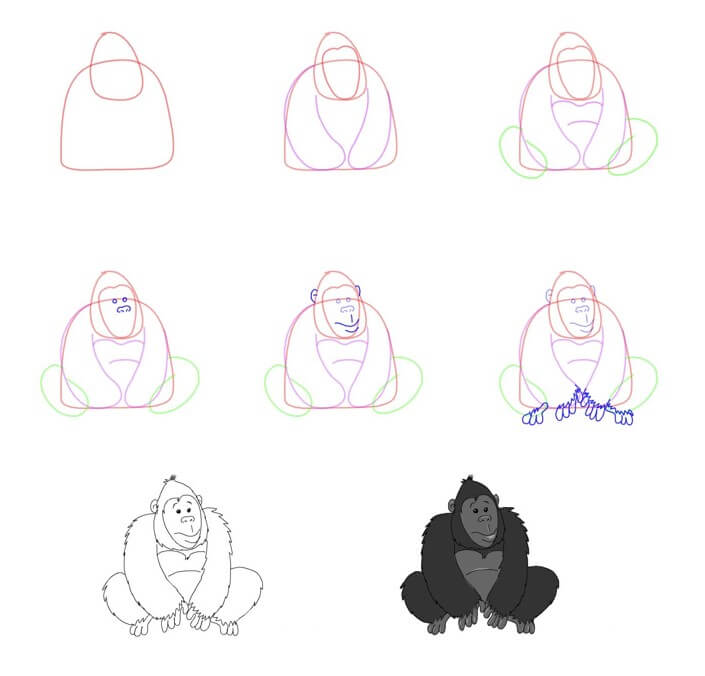 Desenhos de Gorila sentado