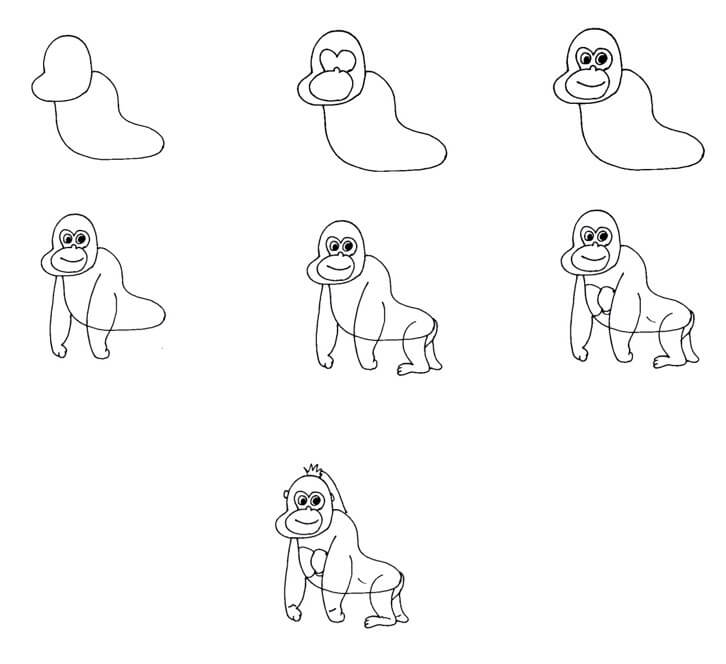 Desenhos de Gorila simples e gratuito