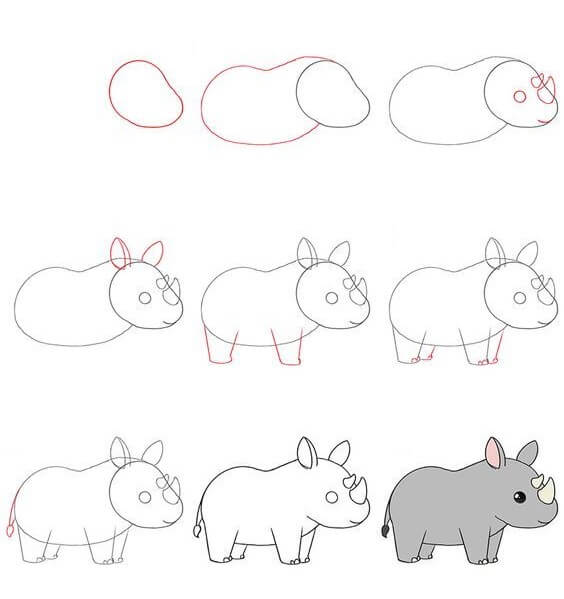Desenhos de Imagem fofa de rinoceronte