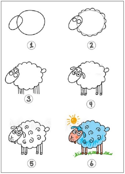 Desenhos de Ovelha com sol