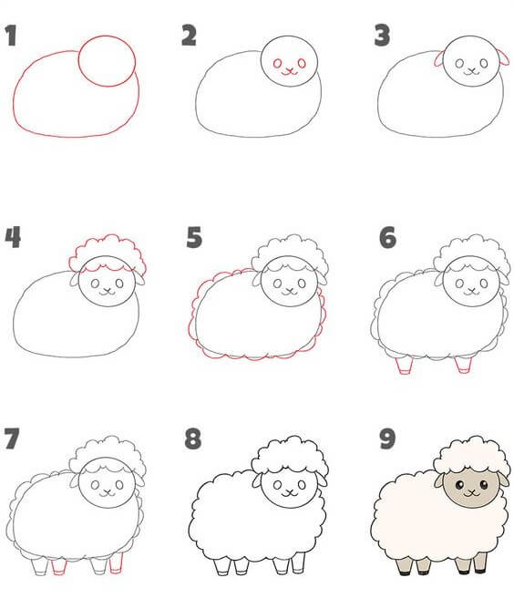 Desenhos de Ovelha feliz