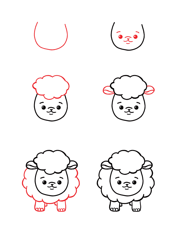 Desenhos de Ovelha fofa normal