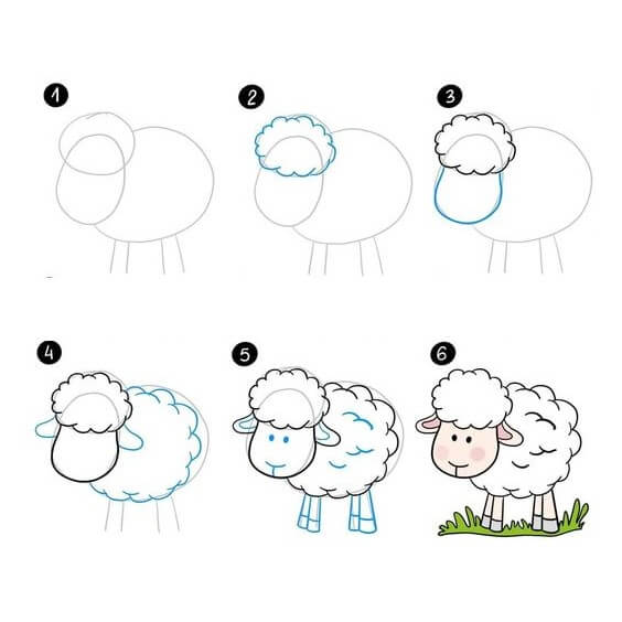 Desenhos de Ovelha na grama